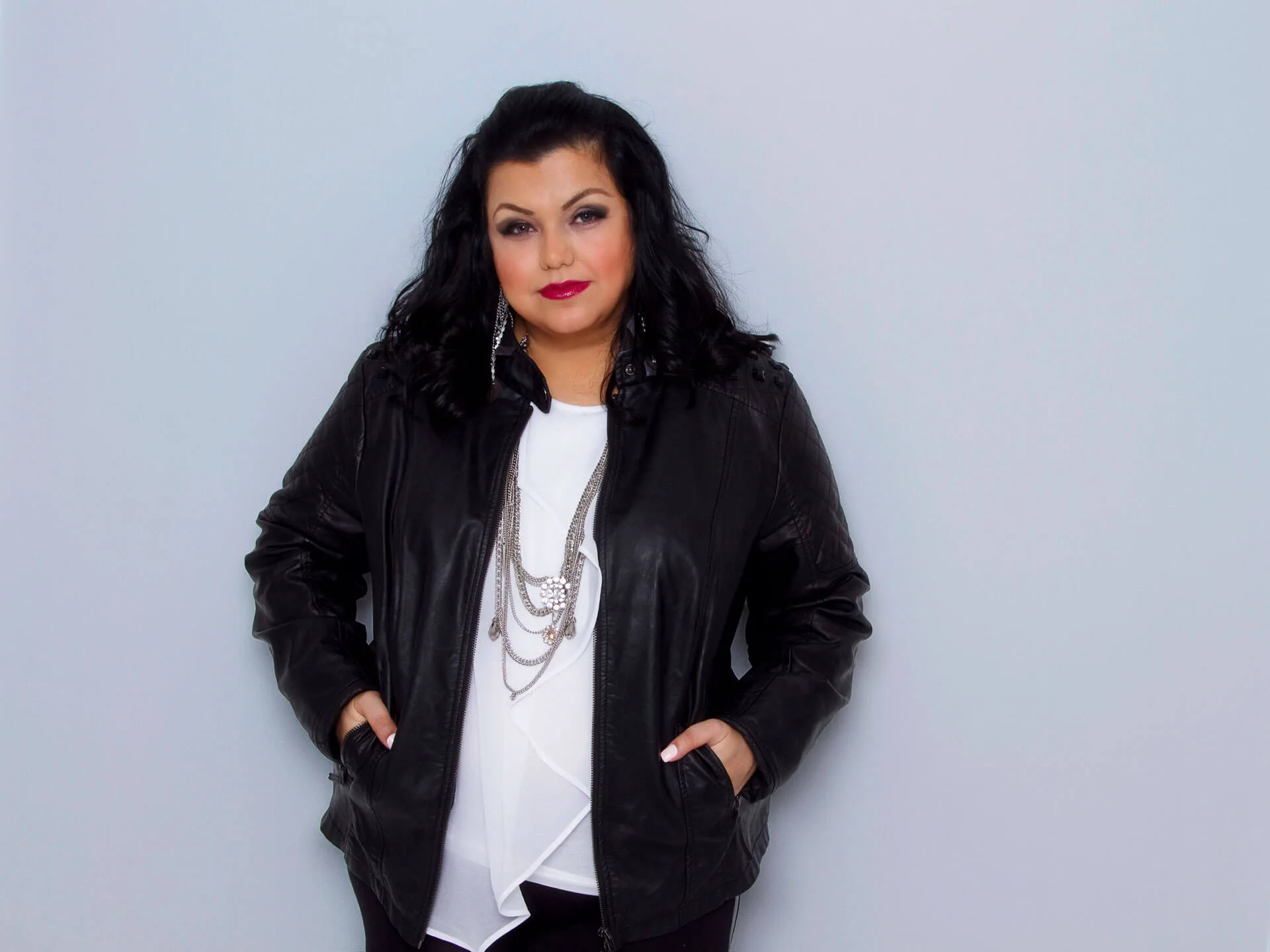 half body portrait shoot leather jacket