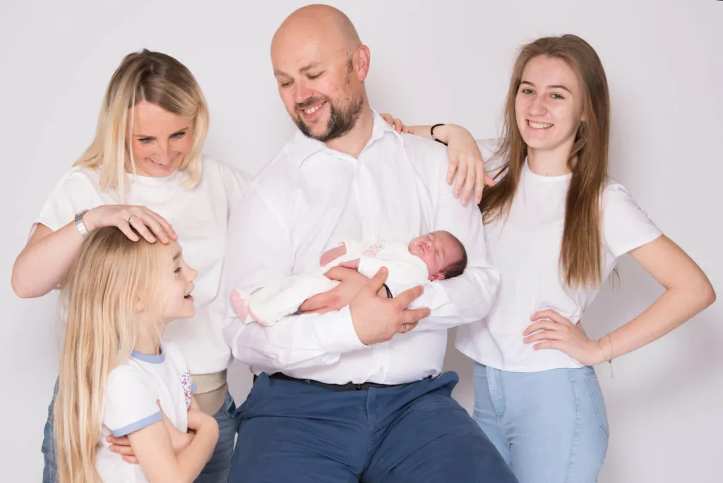 Full family photograph in studio